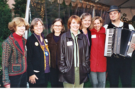 Committe members Pat Wahl,Barbara Lloyd '79, Marilyn Ferguson-Wolf  '79, Mary Porter  '79, June Bartell  '79, Kathy Kingen '79 and accordionist 
Steve Rice