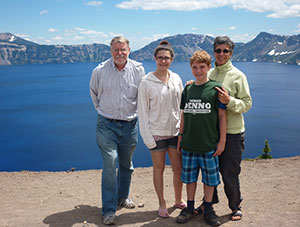 Donna Denno with her family in the mountains