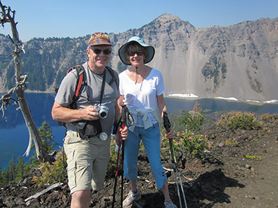 Eric Larson hiking with wife