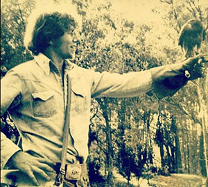 Young Peter Rabinowitz with pet falcon