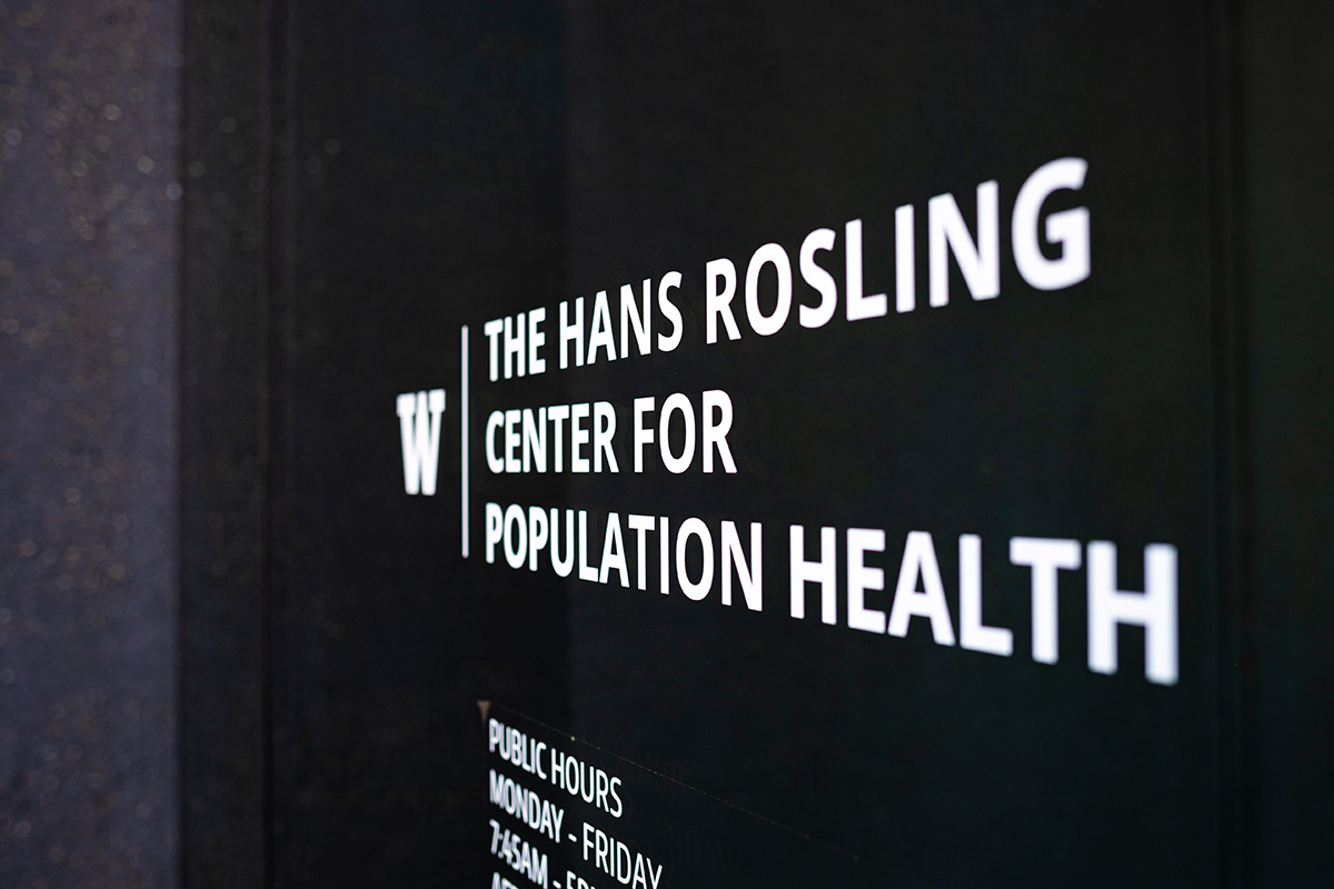 Signage inside the Hans Rosling Center for Population Health