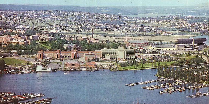 1970's image of Montlake Cut from above 