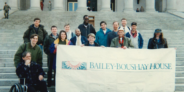 Christine Hurley with staff and patients of the Bailey-Boushay House.