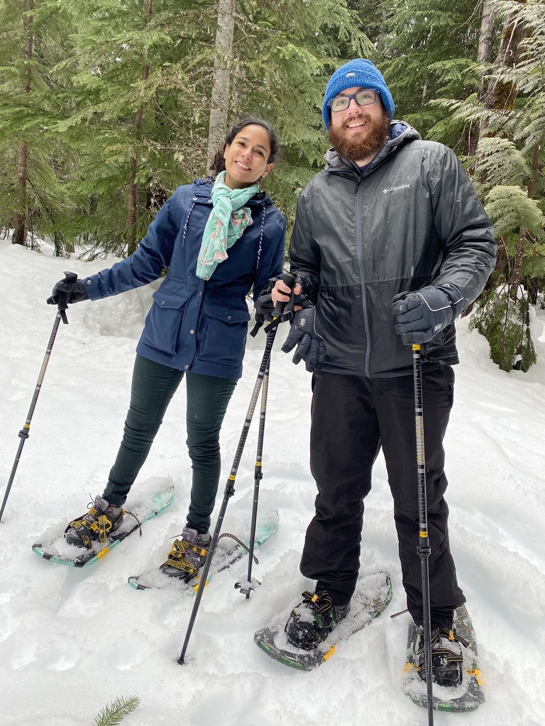 Horacio snowshoeing with partner