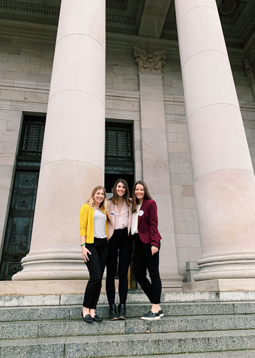 Emma Spickard and friends at the state capitol in Olympia on Legislative Education Day.