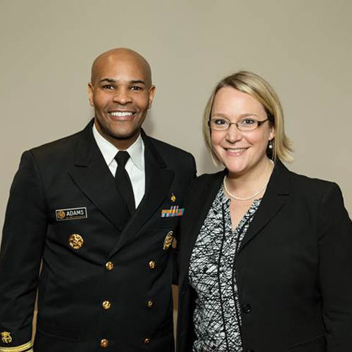 Vice Admiral Jerome M. Adams with Dr. Gillian Schauer