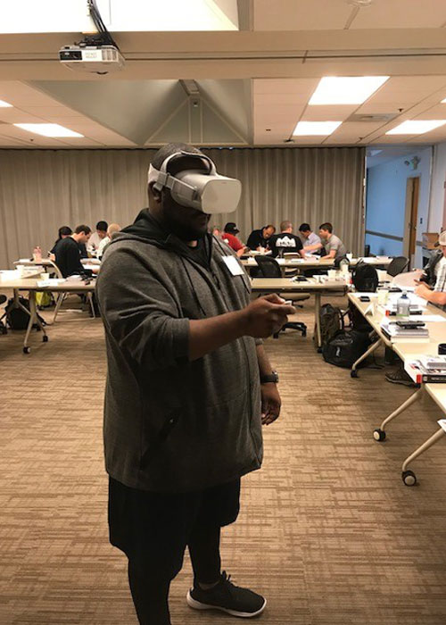 Trainee uses VR in a course at the Pacific Northwest Occupational Safety and Health Administration Education Center