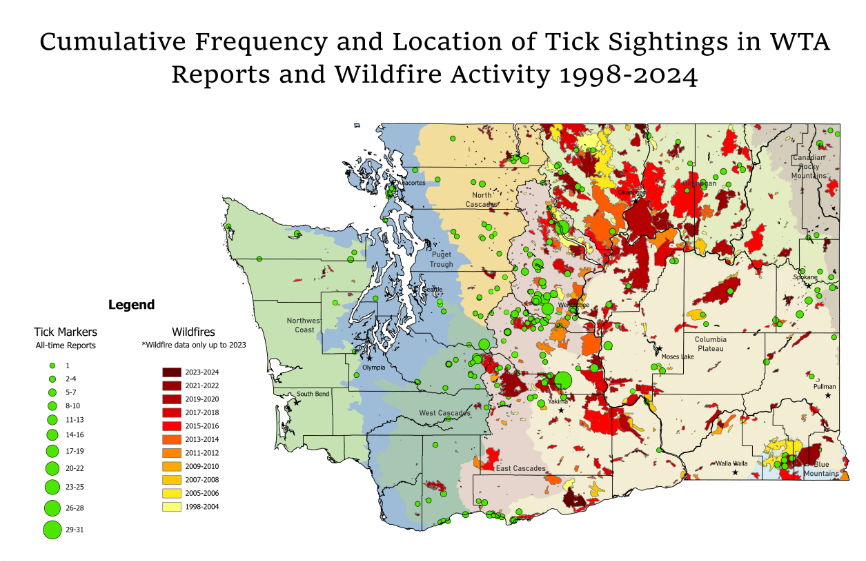 Tick Sighting map of Washington