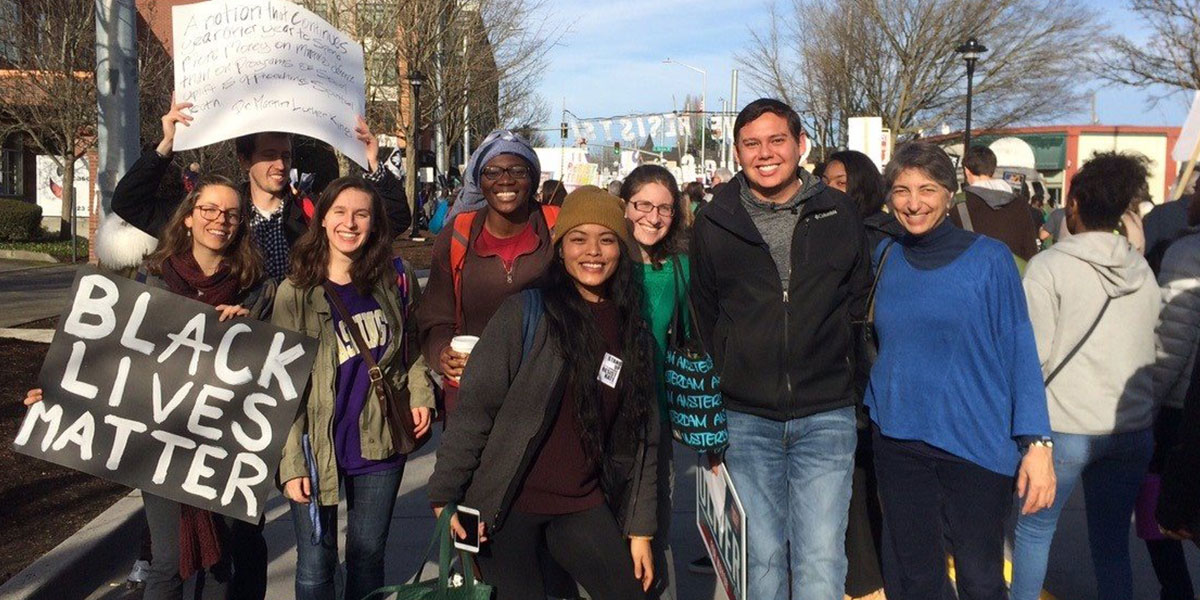 COPHP students and faculty connecting in solidarity at the MLK March