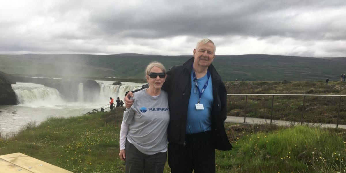 Bruce Fowler with his wife Mary Jo, during a Fulbright tour to Iceland.