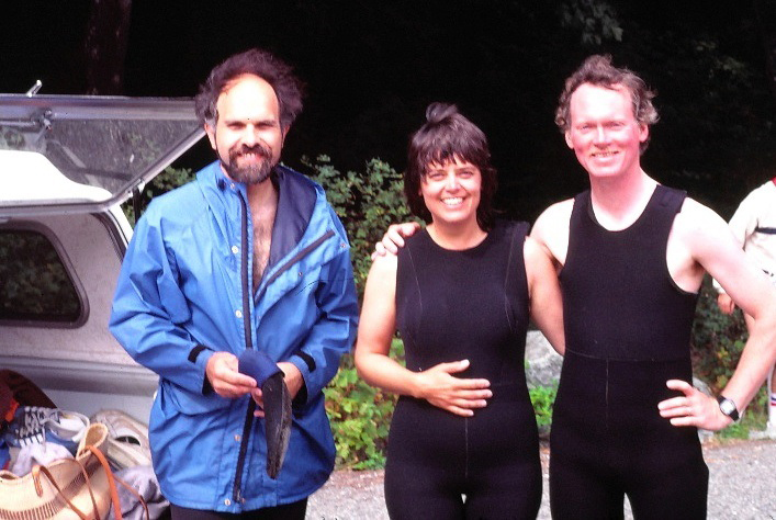 A group of faculty preparing to go white water rafting