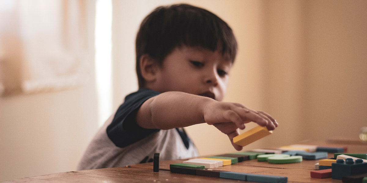 child playing with toys