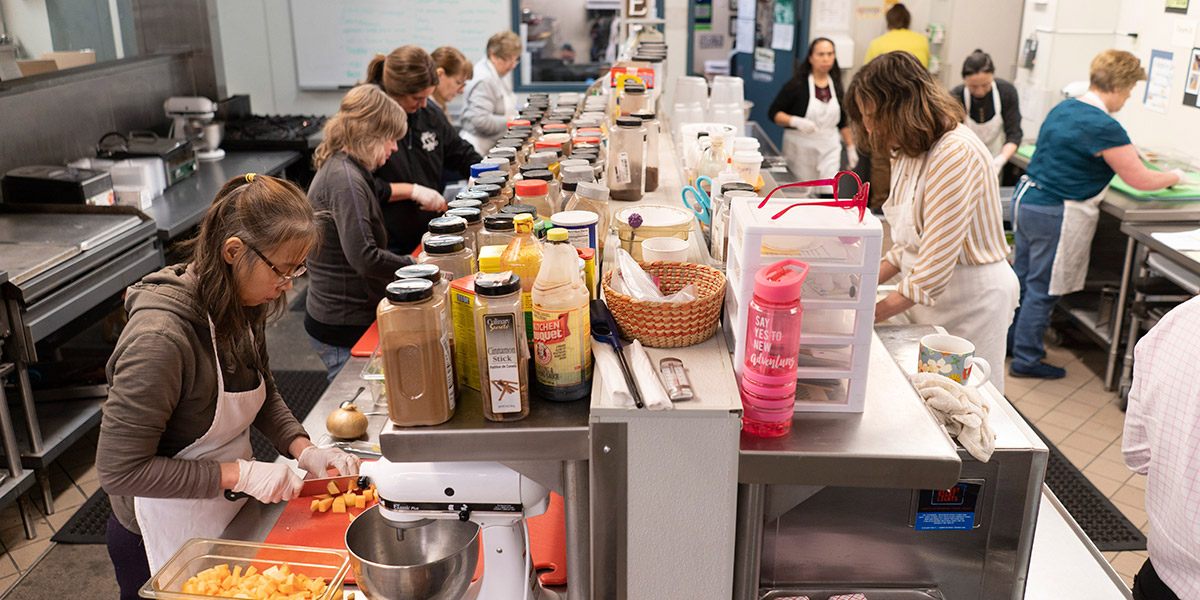 Food service staff from across the Auburn School DIstrict take part in a flavor-enhancement training.