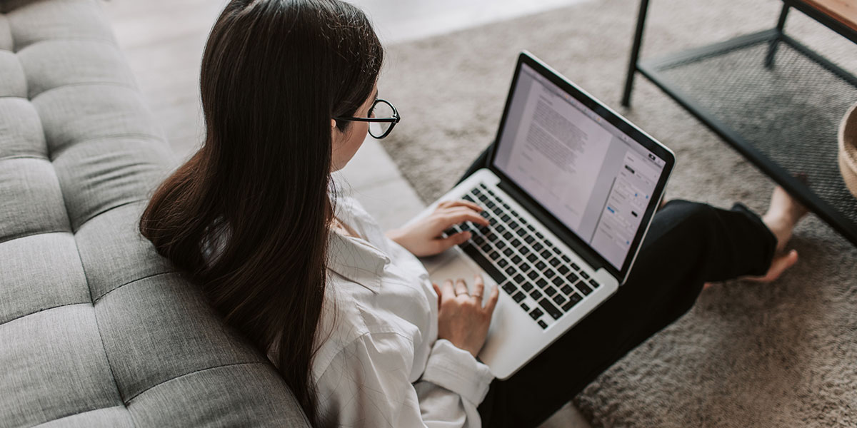 Woman working at home