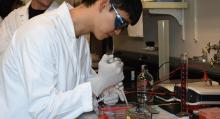 Joe Lim working in lab