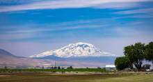 A mountain with farmland in Washington state